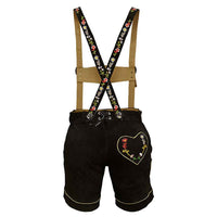 Womens Suede Laether Lederhosen Oktoberfest Outfit Black