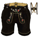 Womens Suede Laether Lederhosen Oktoberfest Outfit Black