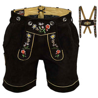 Womens Suede Laether Lederhosen Oktoberfest Outfit Black