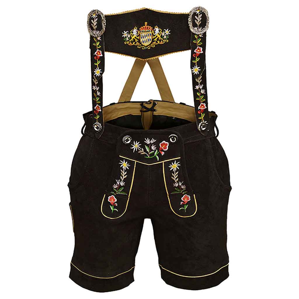 Womens Suede Laether Lederhosen Oktoberfest Outfit Black