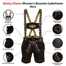 Womens Suede Laether Lederhosen Oktoberfest Outfit Black