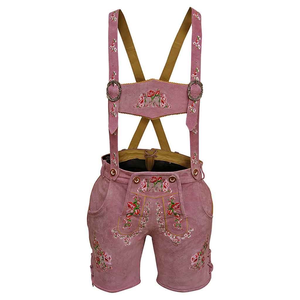 Oktoberfest outfit Women Suede Lederhosen Rose Pink