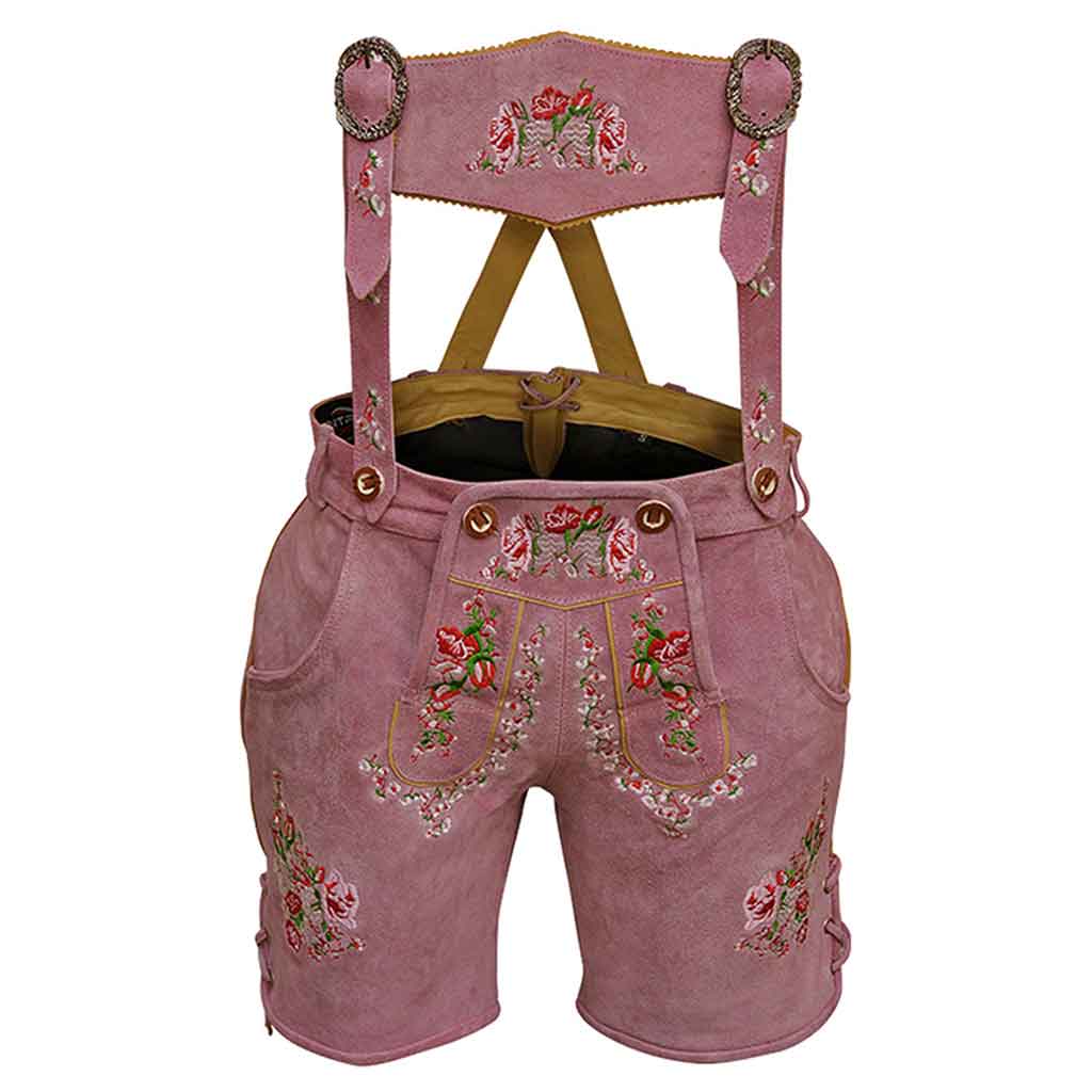 Oktoberfest outfit Women Suede Lederhosen Rose Pink