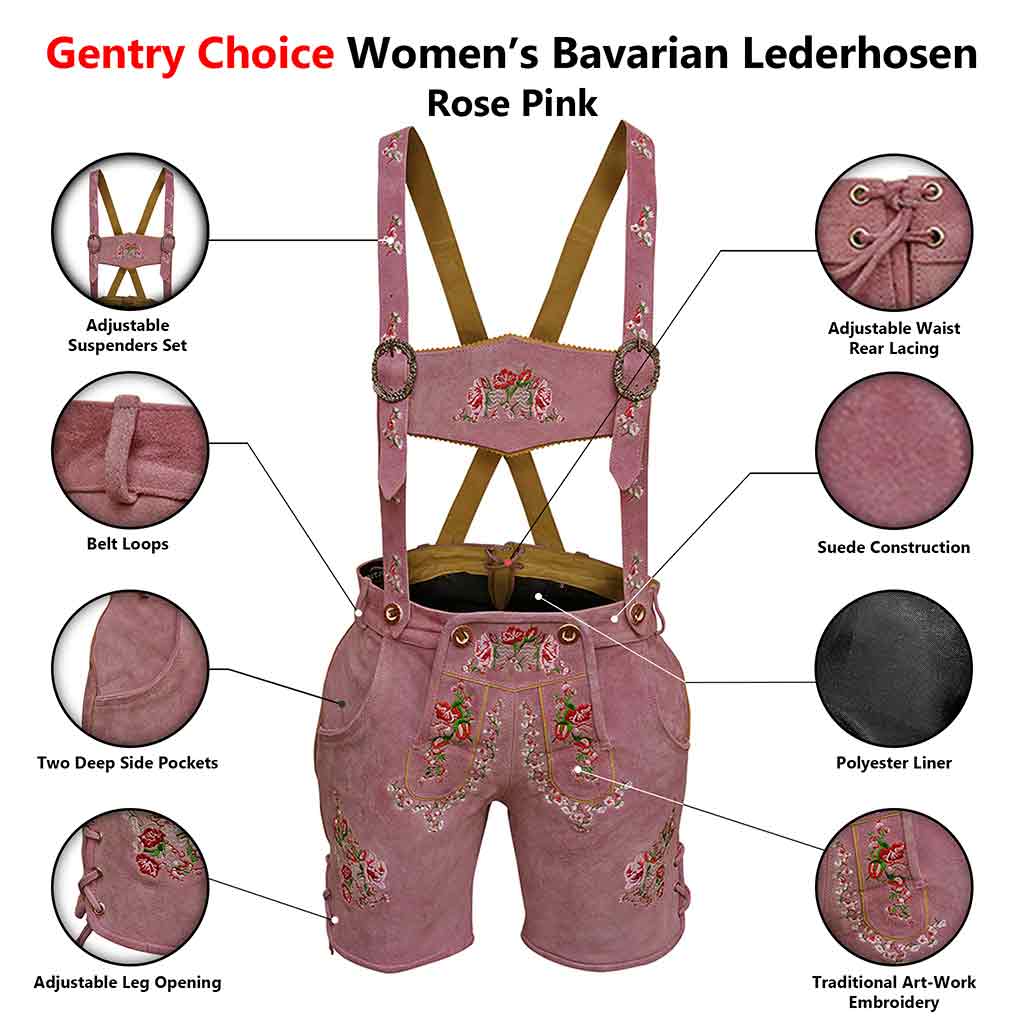 Gentry Choice women lederhosen pink infography