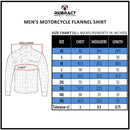 RIDERACT motorcycle shirt USA size chart