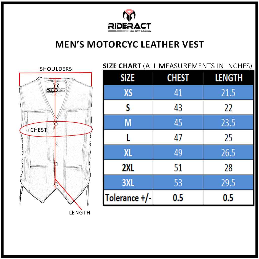 RIDERACT® Harley Distress Leather Motorcycle Vest