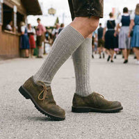 Men's Authentic Suede Leather Lederhosen Shoes Antiqued Brown