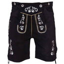 Front view of Men's Black Lederhosen Oktoberfest Outfit Bavarian Costume Suede Leather 