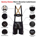 Infographic of Men's Black Lederhosen Oktoberfest Outfit Bavarian Costume Suede Leather