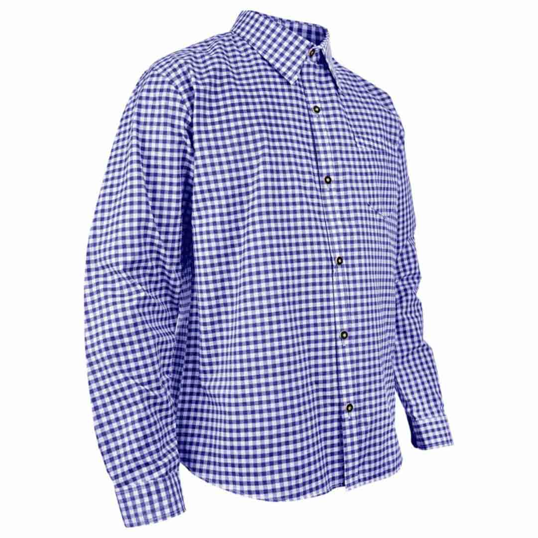 Men's Oktoberfest Shirt Blue Checked Bavarian Shirt