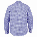 Back view of Men's Blue Checked Bavarian Oktoberfest Shirt with traditional gingham design