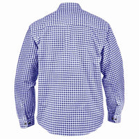 Back view of Men's Blue Checked Bavarian Oktoberfest Shirt with traditional gingham design