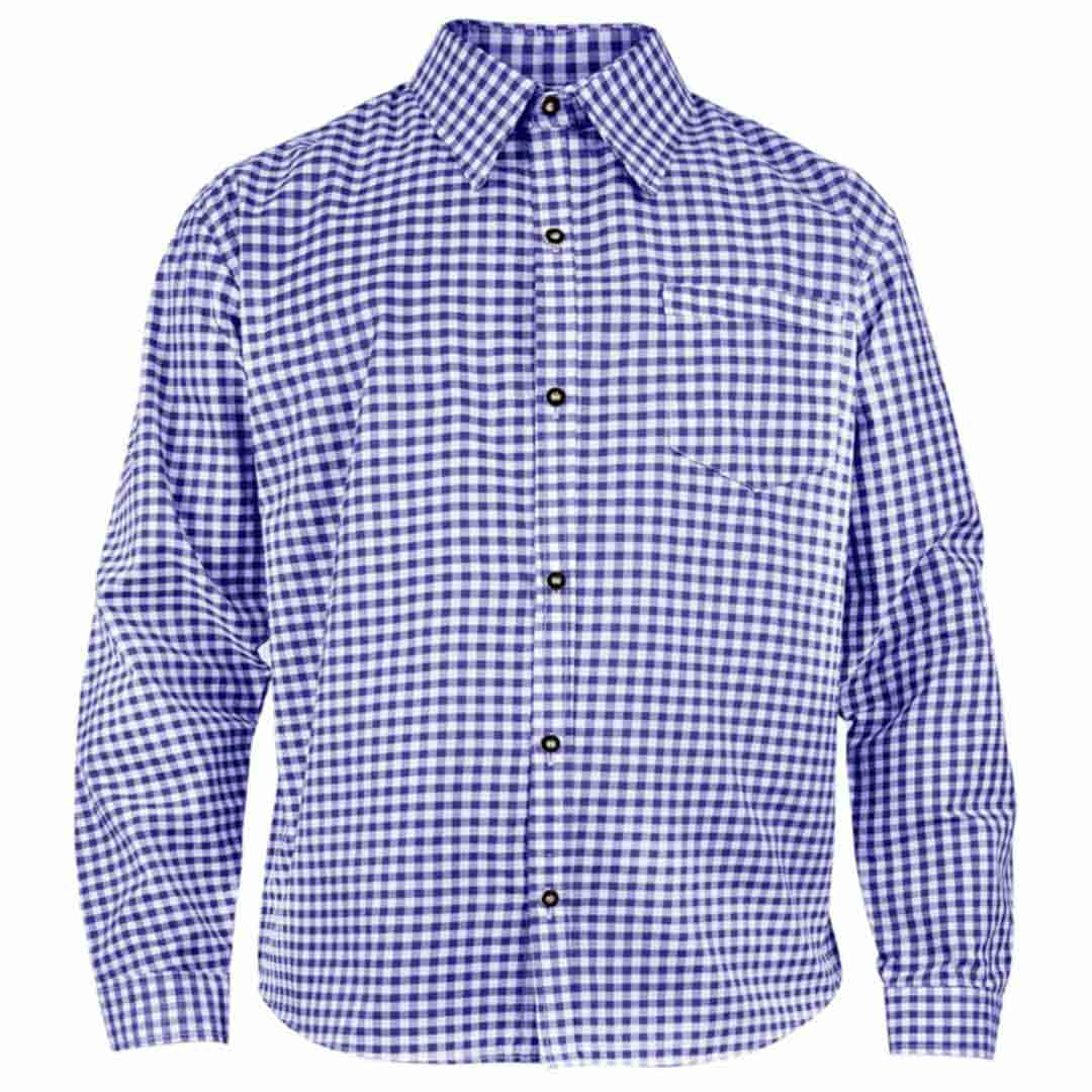 Men's Oktoberfest Shirt Blue Checked Bavarian Shirt