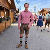 Men’s Checked Red Berry Oktoberfest Shirt Authentic German Shirt 