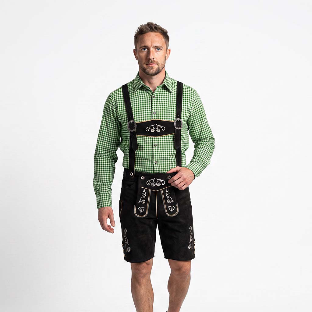 Men’s German Oktoberfest Shirt Green Checked Bavarian Shirt