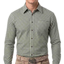 Men’s German Oktoberfest Shirt Green Checked Bavarian Shirt front closed view