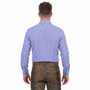 Men's Oktoberfest Shirt Blue Checked Bavarian Shirt back pose