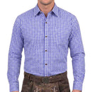 Men's Oktoberfest Shirt Blue Checked Bavarian Shirt front closed view