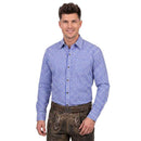 Men's Oktoberfest Shirt Blue Checked Bavarian Shirt front pose