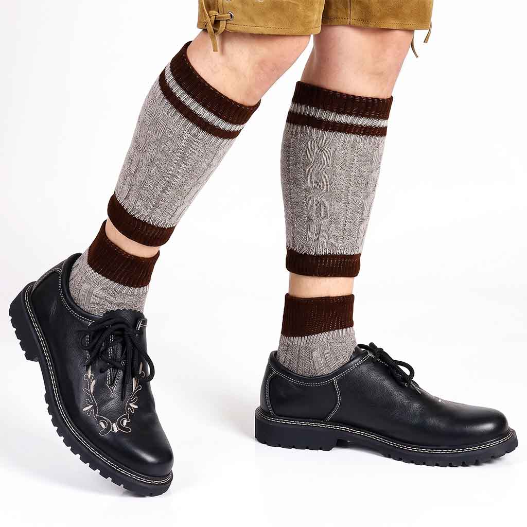 Men's Oktoberfest Shoes Black with Embroidery Genuine Leather Bavarian Shoes