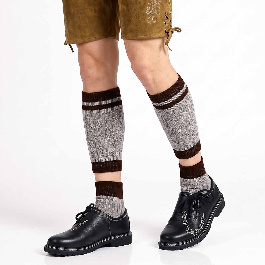 Men's Oktoberfest Shoes Black with Embroidery Genuine Leather Bavarian Shoes