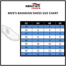 Men's Oktoberfest Shoes Genuine Cowhide Leather Black Bavarian Shoes size chart guide