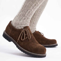 Close view of Men's Suede Leather Oktoberfest Shoes Dark Brown
