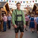 Mens Lederhosen Oktoberfest Outfit Bavarian Suede Leather Albert Black