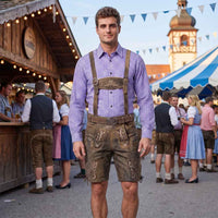 Mens Oktoberfest outfit Suede leather Lederhosen 'Klose' German Outfit with Waist Belt