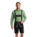 Men's Black Lederhosen Oktoberfest Outfit Bavarian Costume Suede Leather  