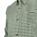 Oktoberfest Green Checked Bavarian Shirt close up
