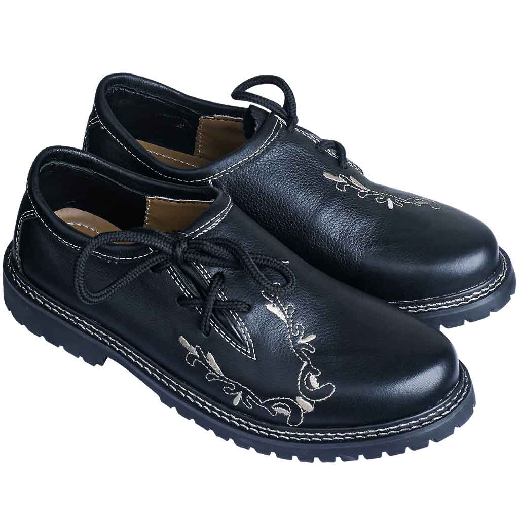 Men's Oktoberfest Shoes Genuine Cowhide Leather Black Bavarian Shoes