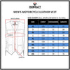 Image of RIDERACT® leather vest size chart