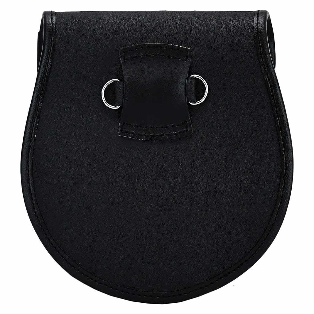 Premium Rabbit Fur Leather Sporran for Kilt with Thistle & Stone Detailing