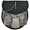 Scottish Kilt Sporran | Grey Rabbit Fur Leather Sporran