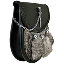 Scottish Kilt Sporran | Grey Rabbit Fur Leather Sporran