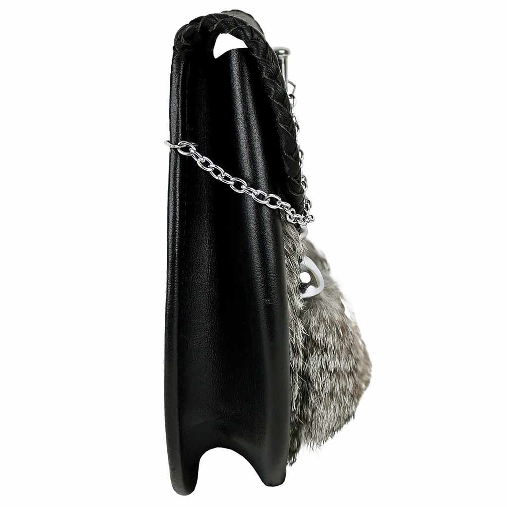 Scottish Kilt Sporran | Grey Rabbit Fur Leather Sporran