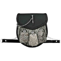 Scottish Kilt Sporran | Grey Rabbit Fur Leather Sporran