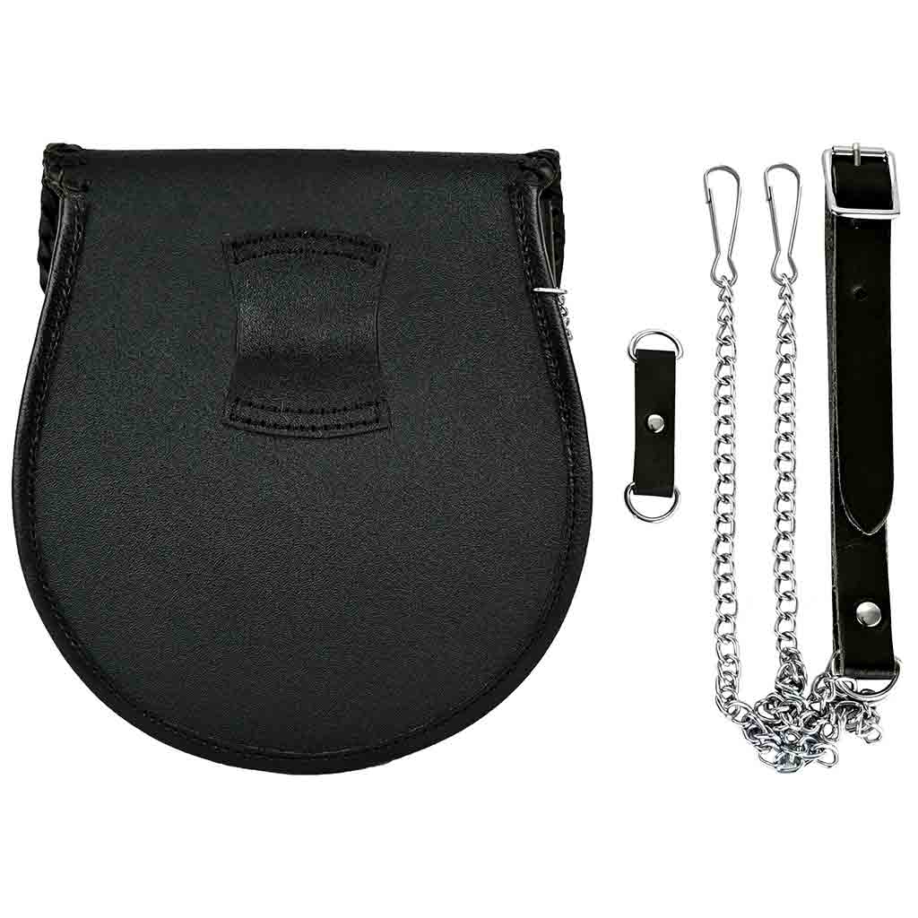 Scottish Kilt Sporran | Grey Rabbit Fur Leather Sporran