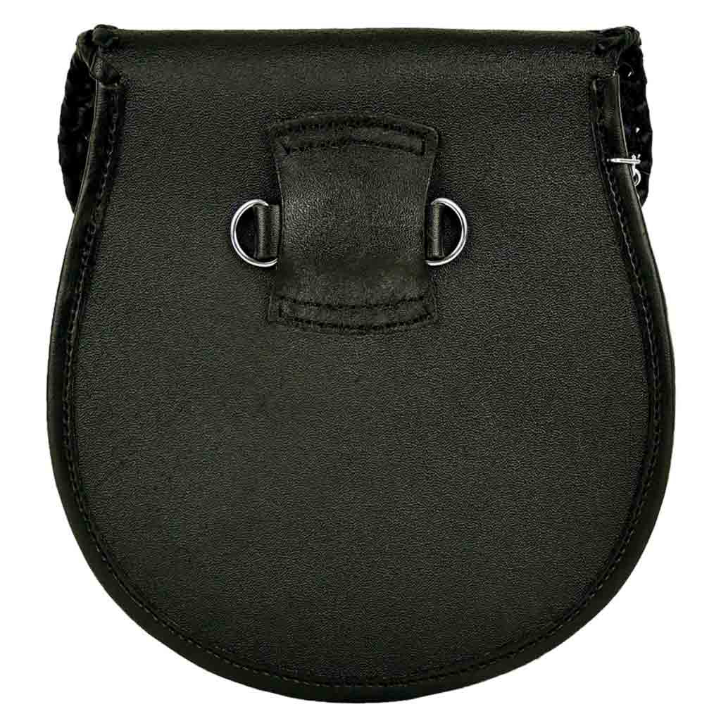 Men's Leather Sporran | White Rabbit Fur Kilt Sporran