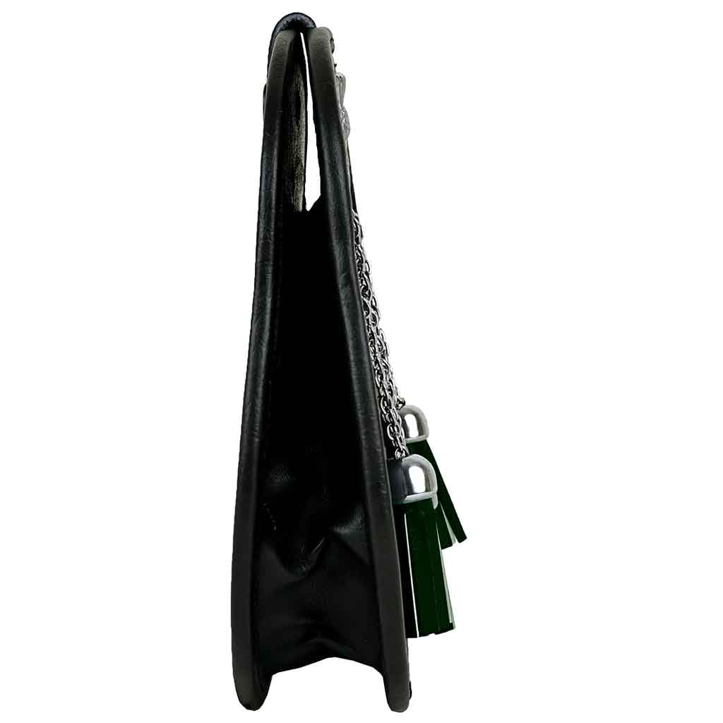 Scottish Leather Sporran with Thistle Mount, Silver Buff Chain, and Cross Designer Style