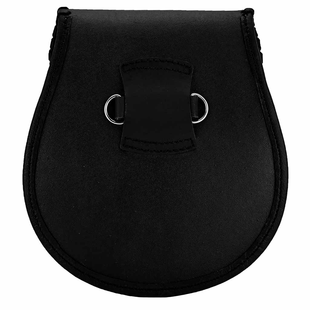 Highland Celtic Embossed Sporran Black Traditional Scottish Accessory