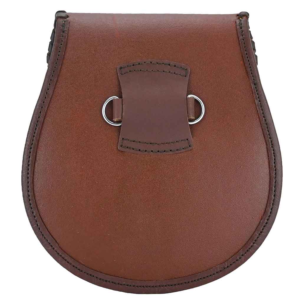 Highland Celtic Embossed Sporran Brown Traditional Scottish Accessory