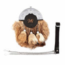 Brown Rabbit Fur Leather Sporran | Dragon Chrome Kilt Sporran