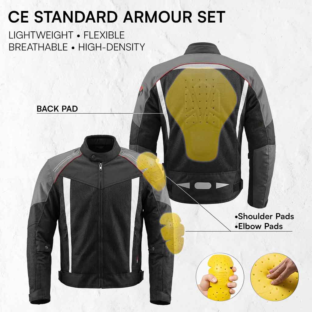 Armors detail of RIDERACT® Summer Motorcycle Jacket Gaze | Waterproof Riding Jacket