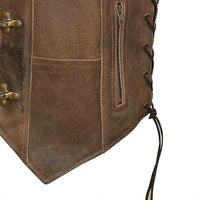 Motorcycle leather vest with zipper