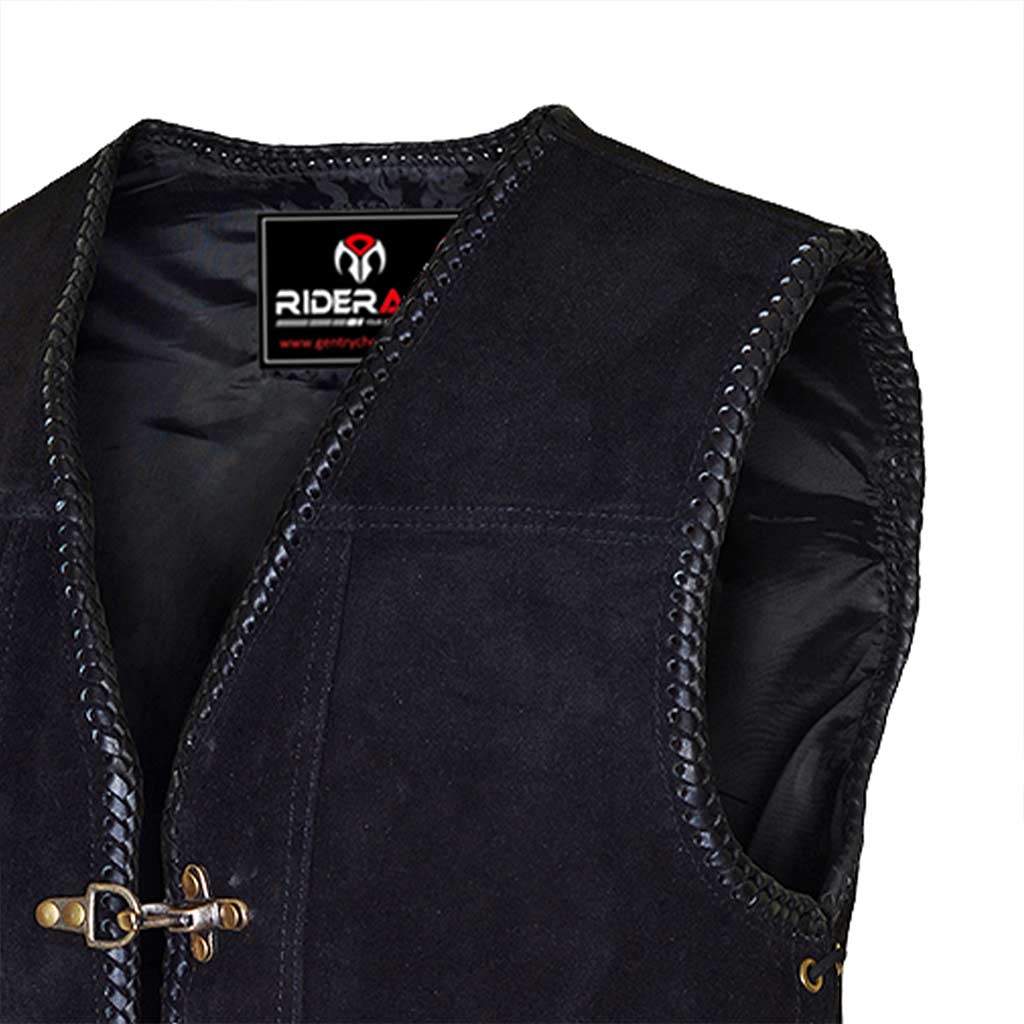 Leather Motorcycle Vest | Biker & Leather Vest with Triple Clasps
