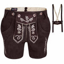 Womens Oktoberfest Outfit Bavarian Suede Leather Lederhosen Costume Chocolate Brown with detachable suspenders shown separately