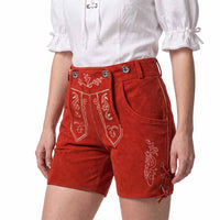 Womens Oktoberfest Outfit Lederhosen Suede Leather Oktoberfest Dress Red