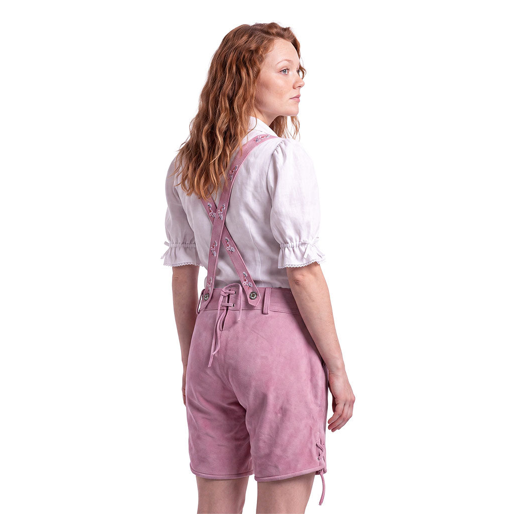 Womens Oktoberfest Outfit Lederhosen Suede Leather Oktoberfest Dress Rose Pink